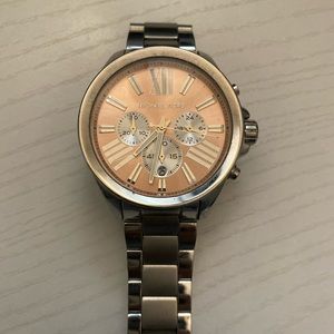 Michael Kors Wren Chronograph Rose Dial Stainless Steel Ladies Watch
